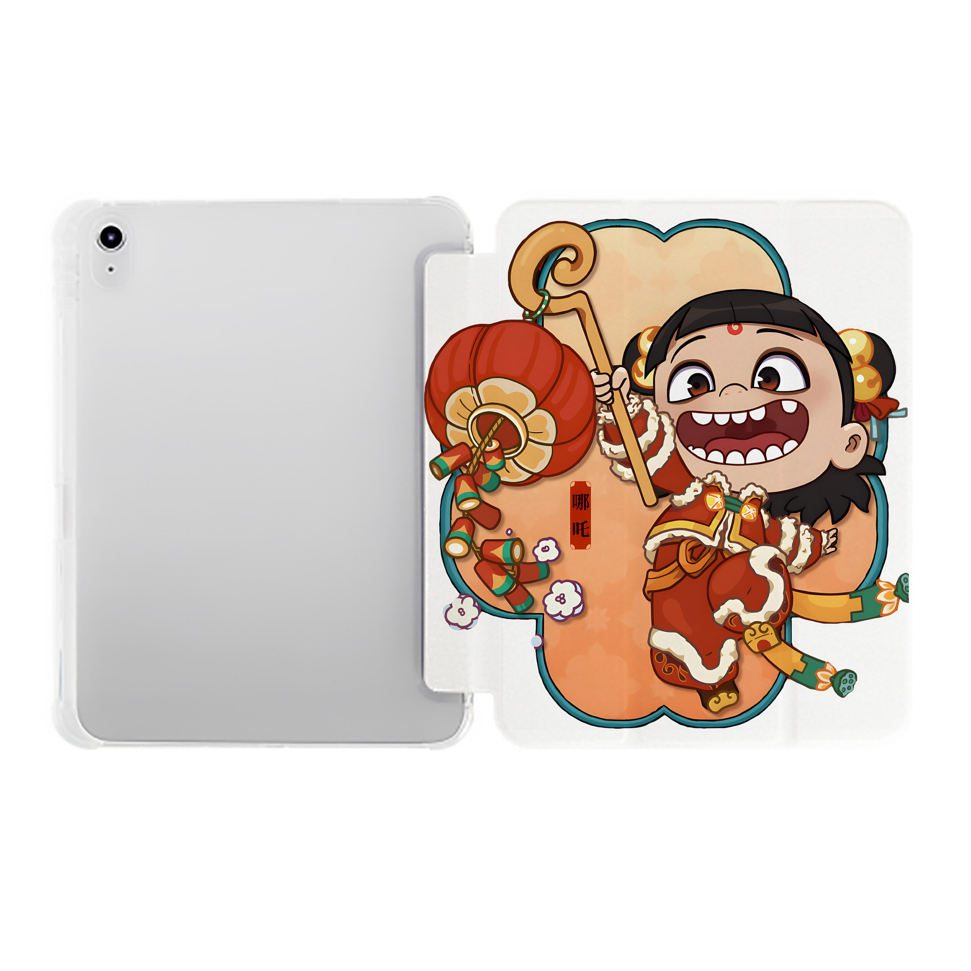 （画像用） Ne Zha 2 ナタ 魔童の大暴れ IPad ケース ペン収納付き 三つ折りスタンド PUレザー×シリコン 対応機種9.5/10.5/10.9インチ